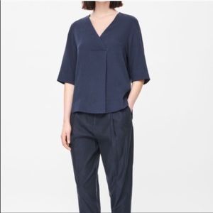 COS crossover vneck textured top